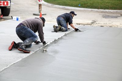 Concrete driveway pouring